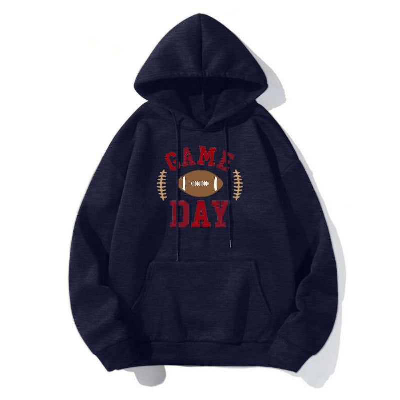Football Print Hoodie featuring a &