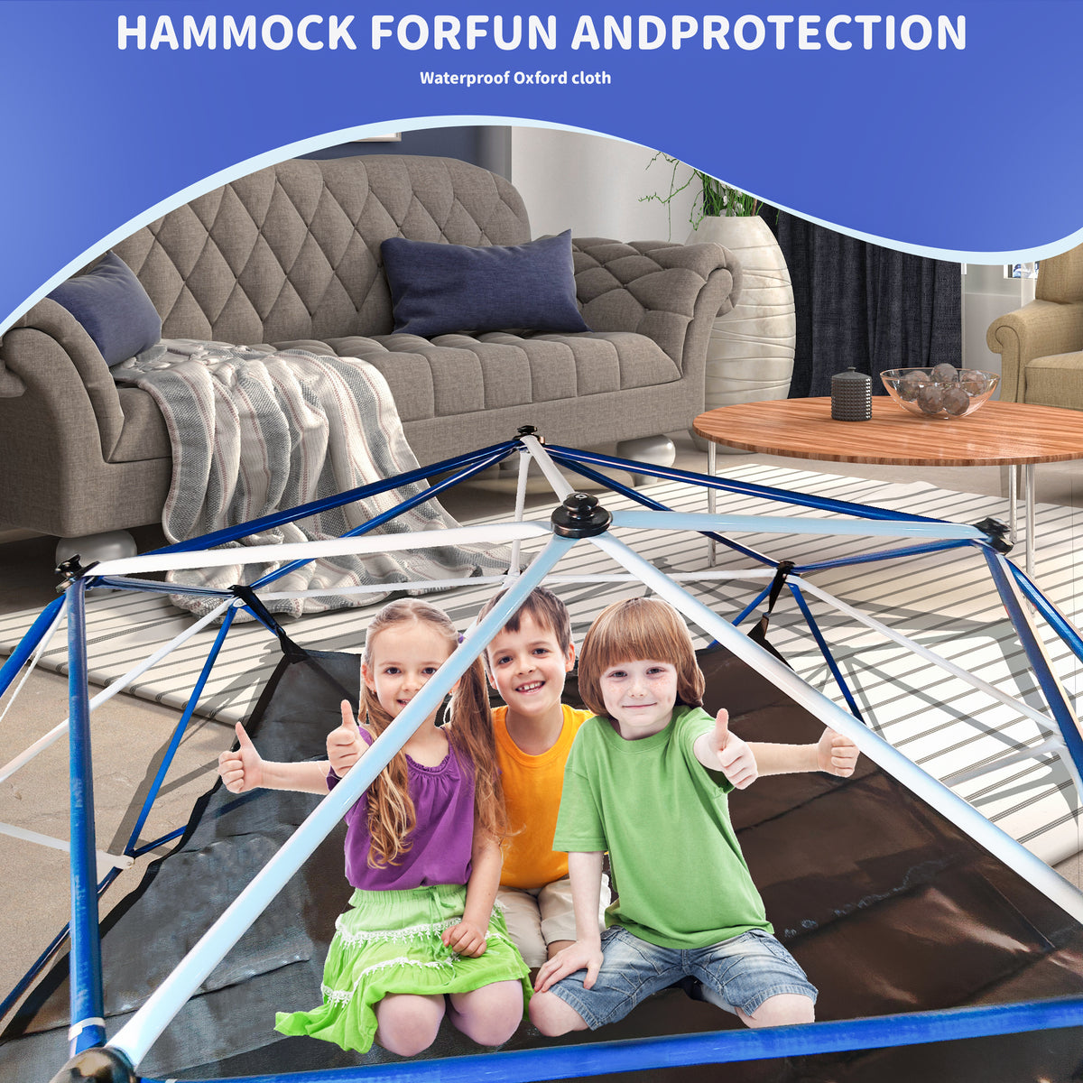 10FT Climbing Dome for Kids Jungle Gym Apply To Park Dome Climber With Hammock Playground Equipment