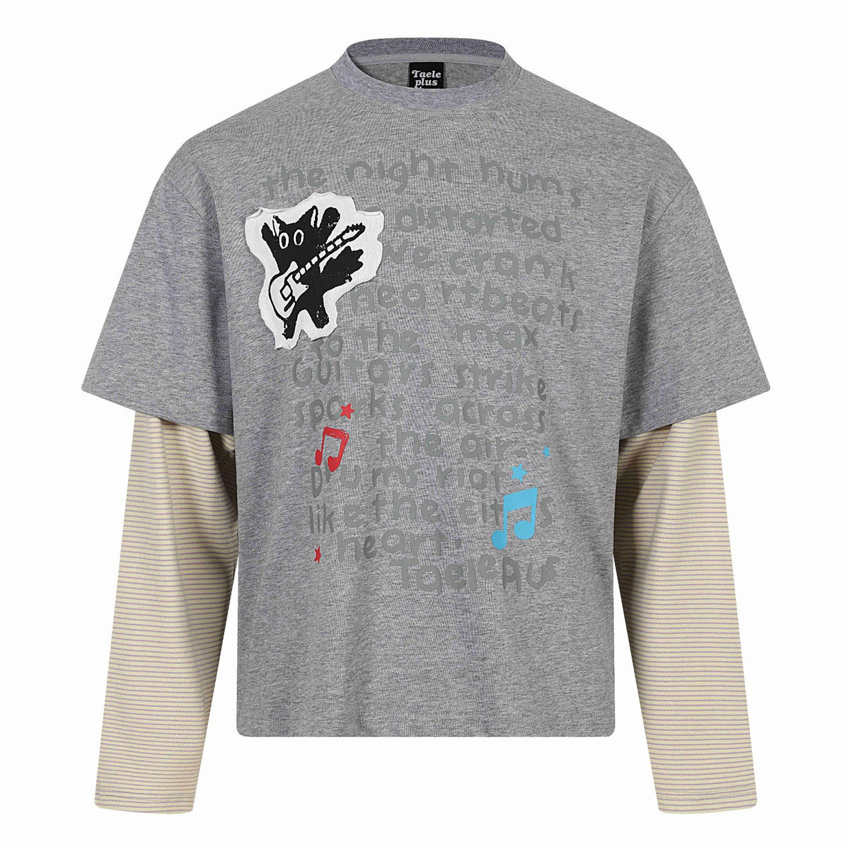 cat letter print long sleeve t-shirt