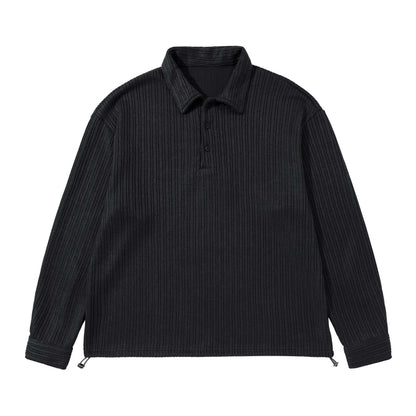 ribbed polo neck long sleeve t-shirt