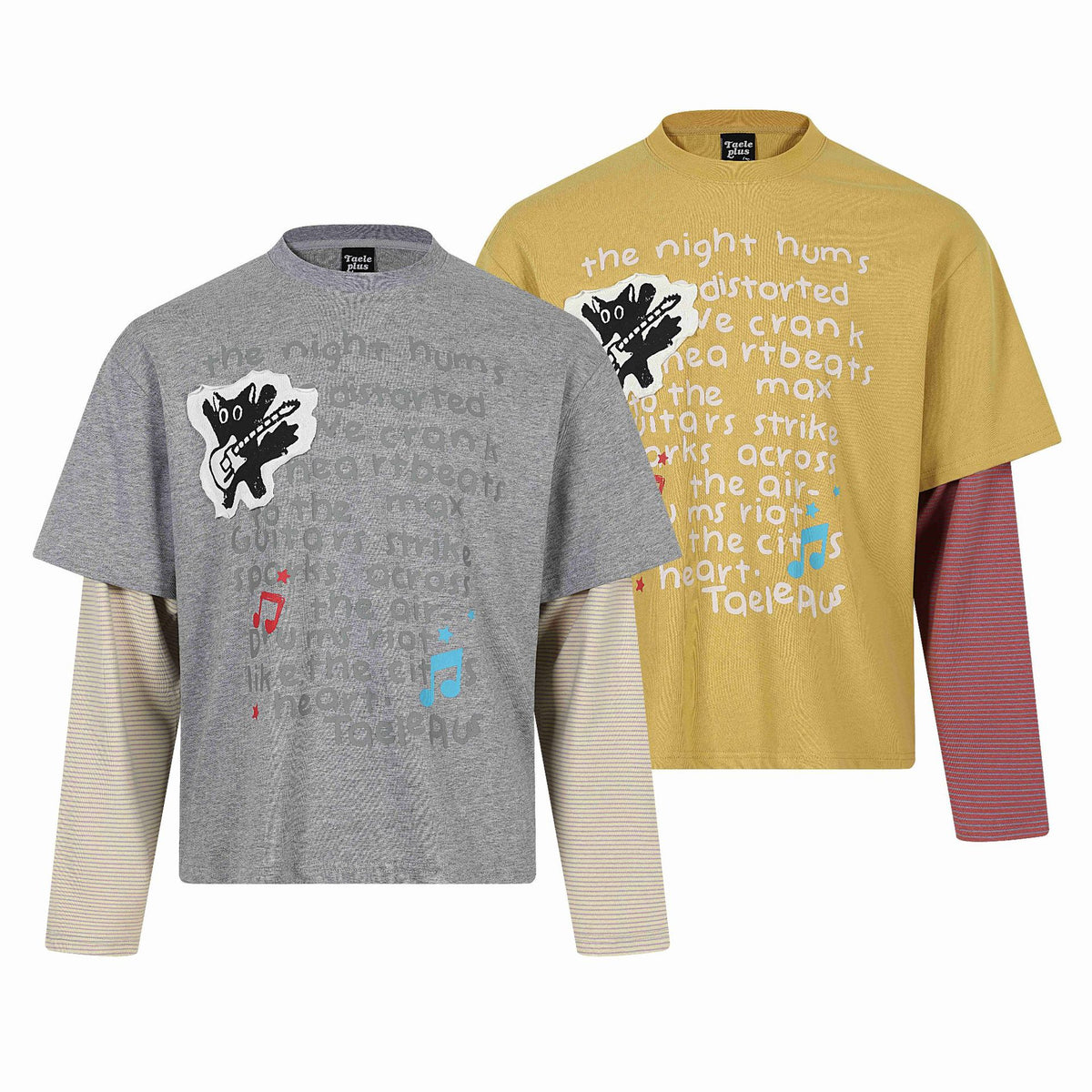cat letter print long sleeve t-shirt
