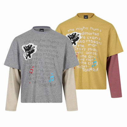 cat letter print long sleeve t-shirt