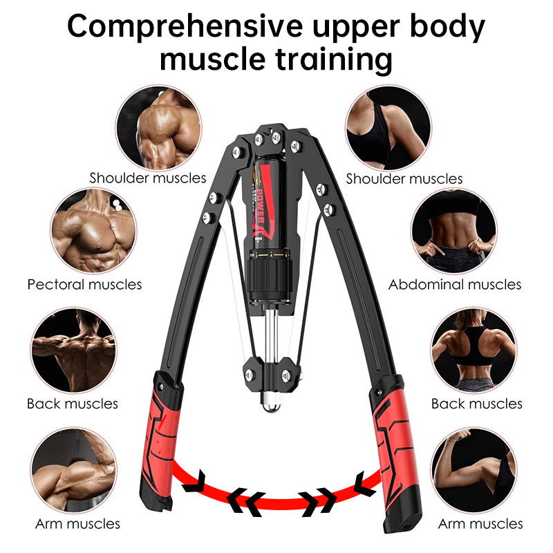 Twister Arm Trainer - 3-in-1 Hydraulic Chest &amp; Arm Workout Equipment with Ab Roller | Adjustable Resistance 22-440 lbs