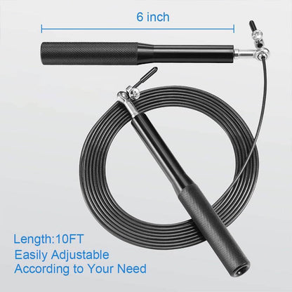 Speed Jump Rope Fitness Skipping Ropes with adjustable 10FT length and 6-inch anti-slip aluminum handles.