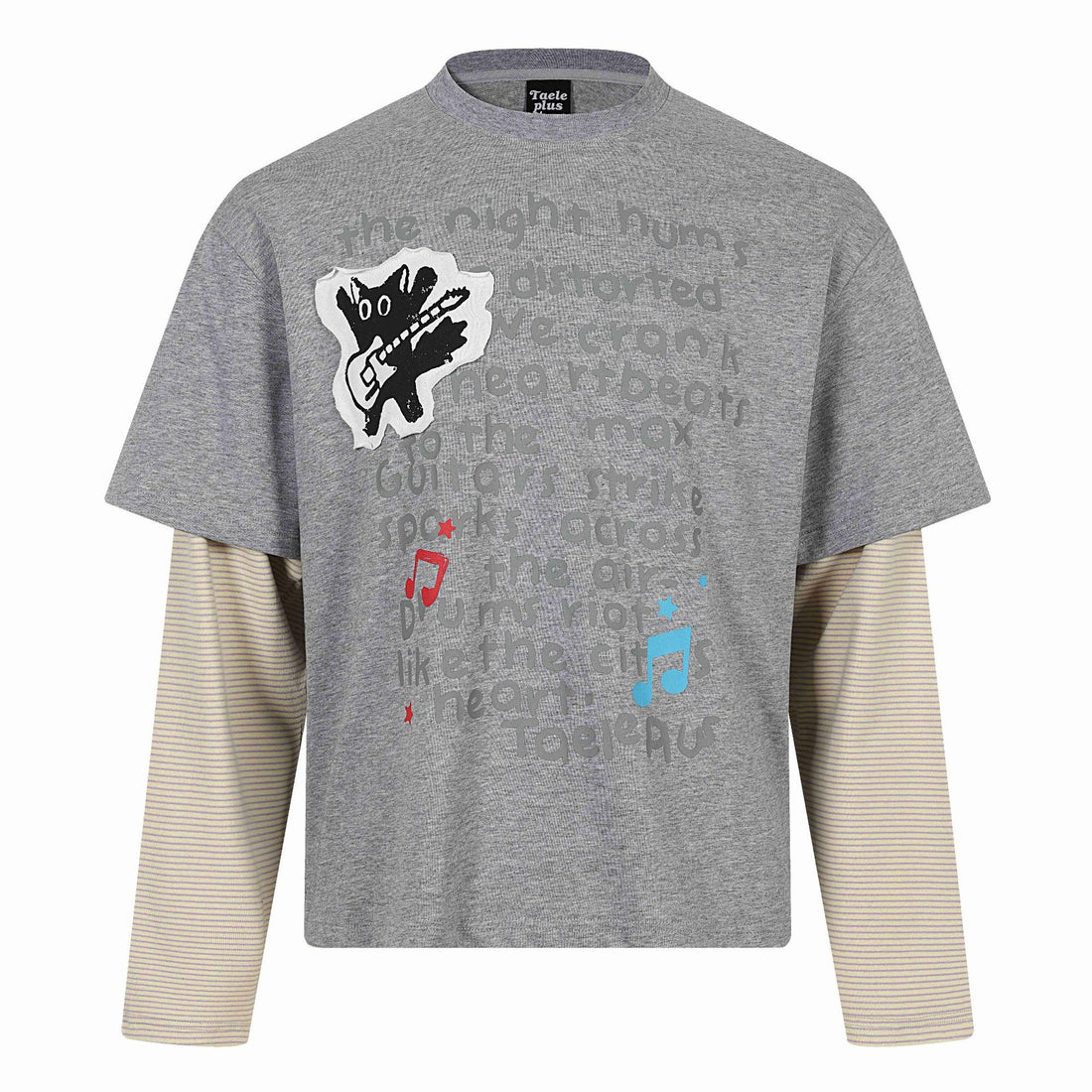 cat letter print long sleeve t-shirt