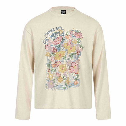 floral graffiti print long sleeve t-shirt