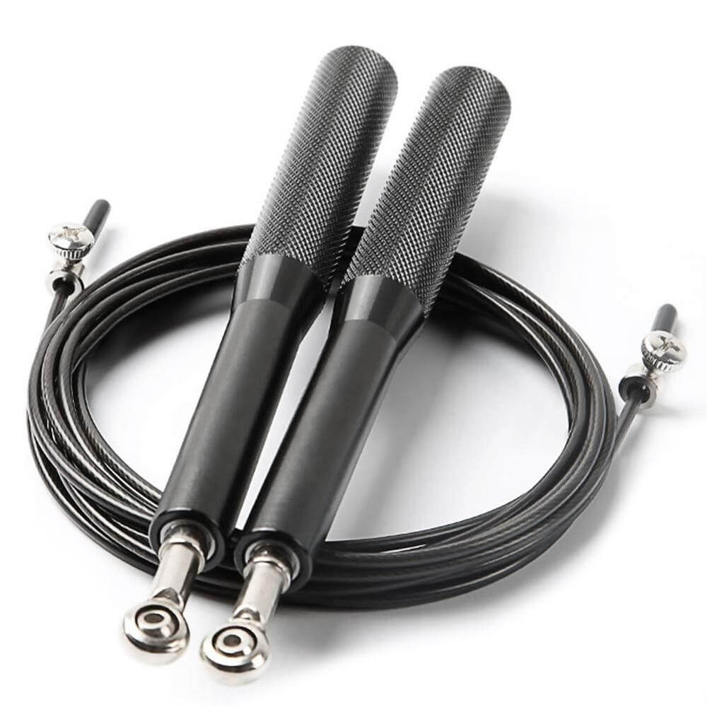 Speed Jump Rope Fitness Skipping Ropes with anti-slip aluminum handles and 360° swivel ball bearing design.