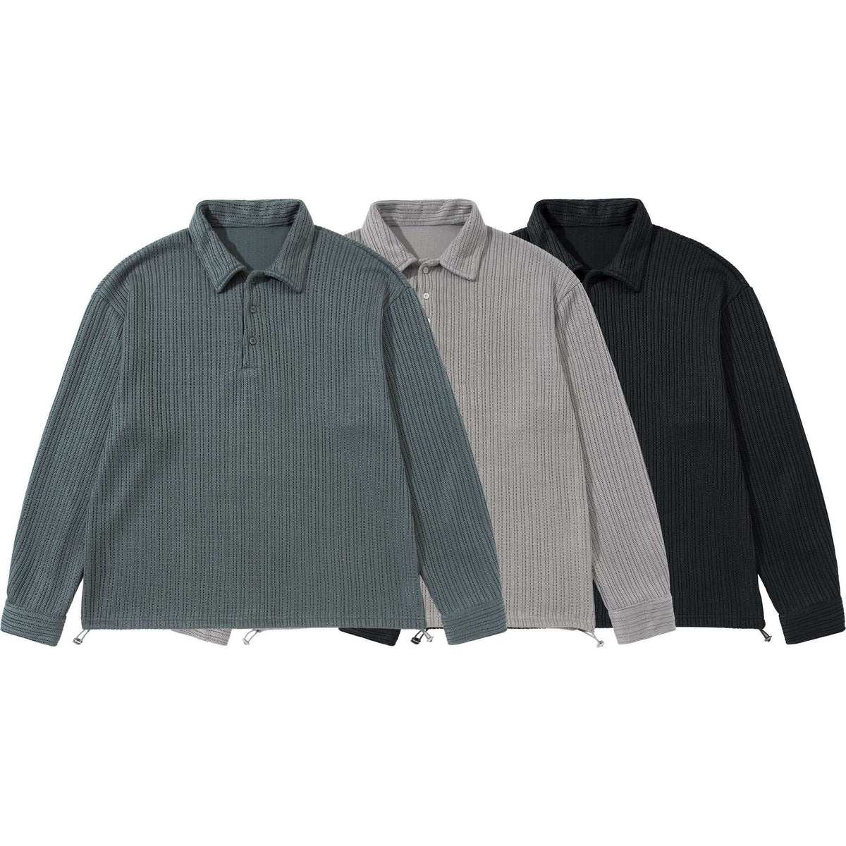 ribbed polo neck long sleeve t-shirt