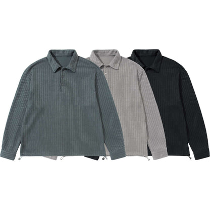 ribbed polo neck long sleeve t-shirt