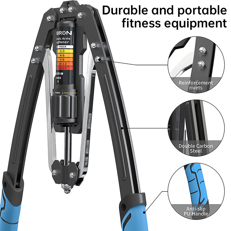 Twister Arm Trainer - 3-in-1 Hydraulic Chest &amp; Arm Workout Equipment with Ab Roller | Adjustable Resistance 22-440 lbs