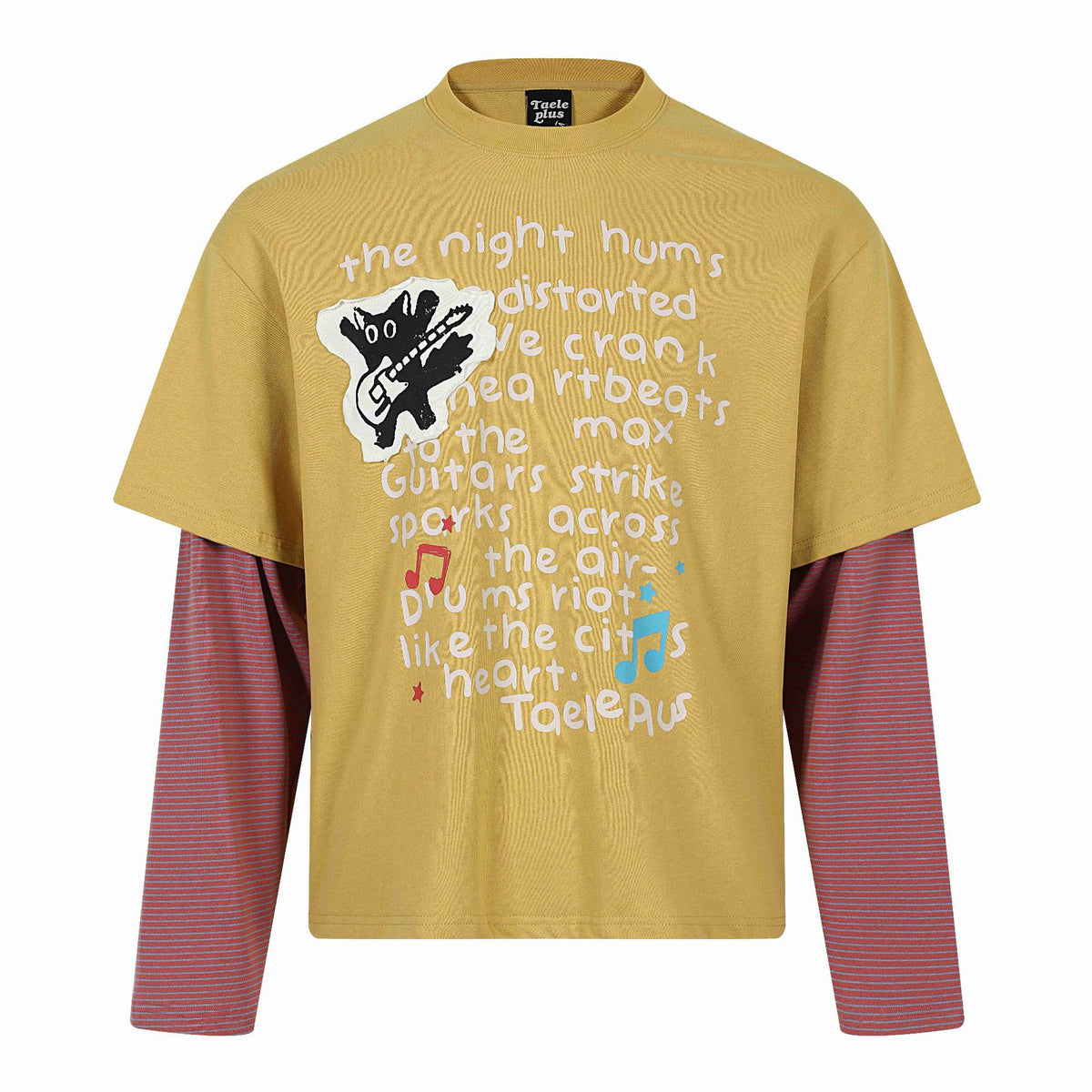 cat letter print long sleeve t-shirt