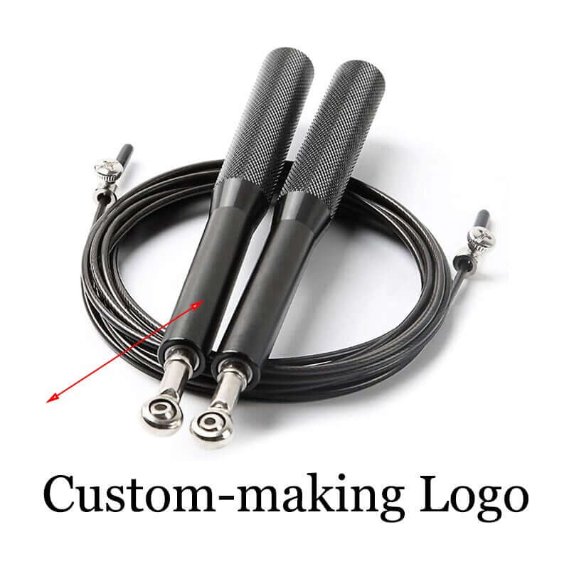 Speed Jump Rope Fitness Skipping Ropes with anti-slip aluminum handles and 360° swivel ball bearing design.
